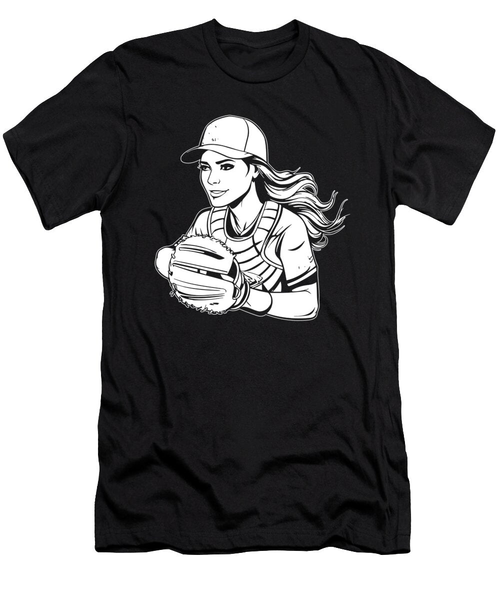 6 Softball Pitcher Catcher Batter Softball Crazy Squirrel T-Shirt