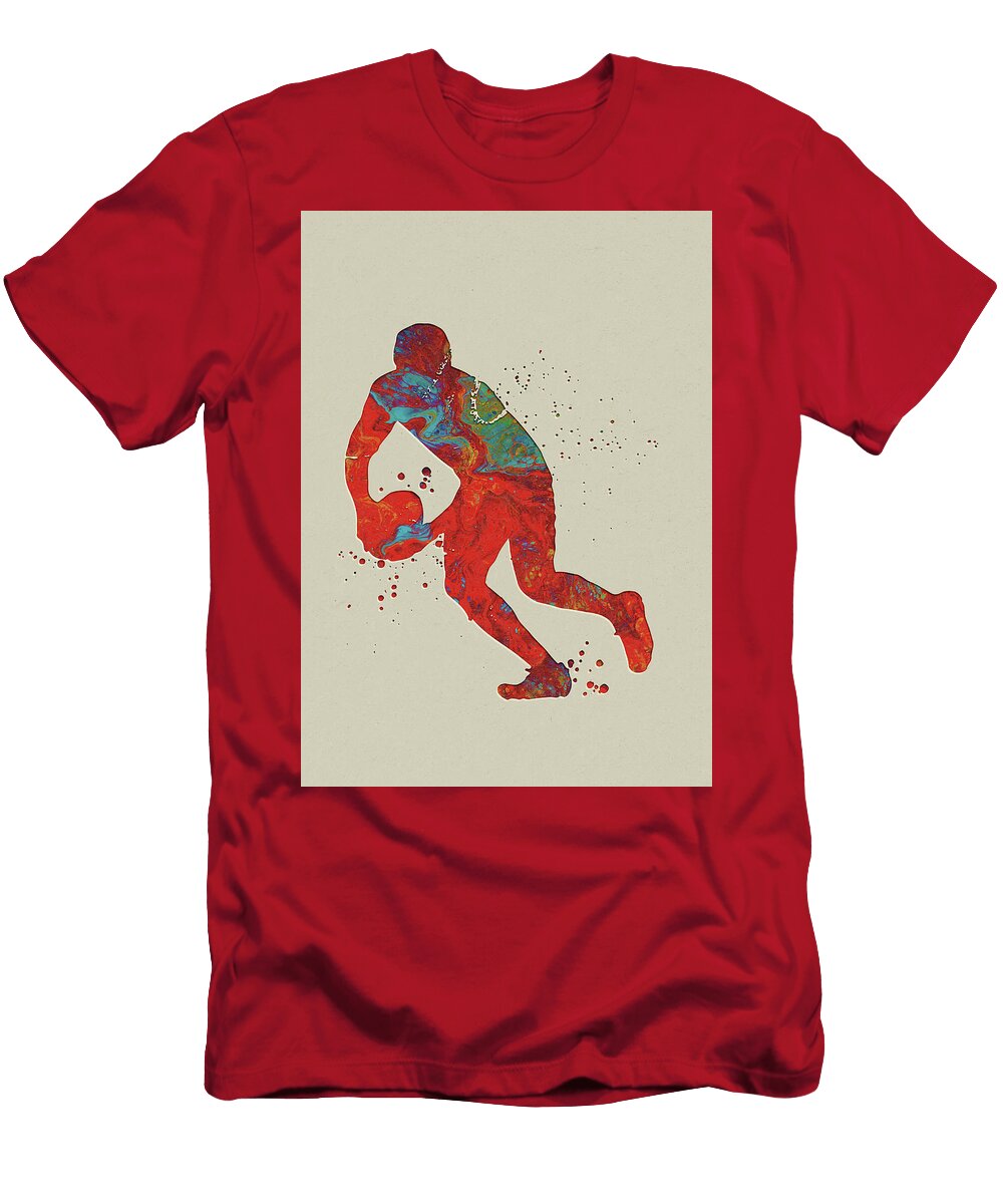 6 Watercolor Rugby Player Watercolor Print Rugby Player Man Boy Nursery Dorm Room Ball Poster Wall Art Leith Huber T-Shirt