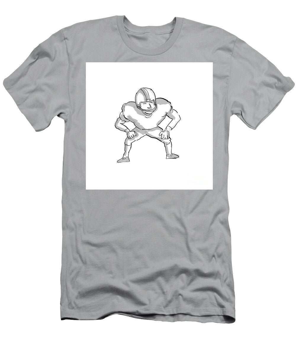 7 American Football Player Cartoon Black and White Aloysius Patrimonio T-Shirt