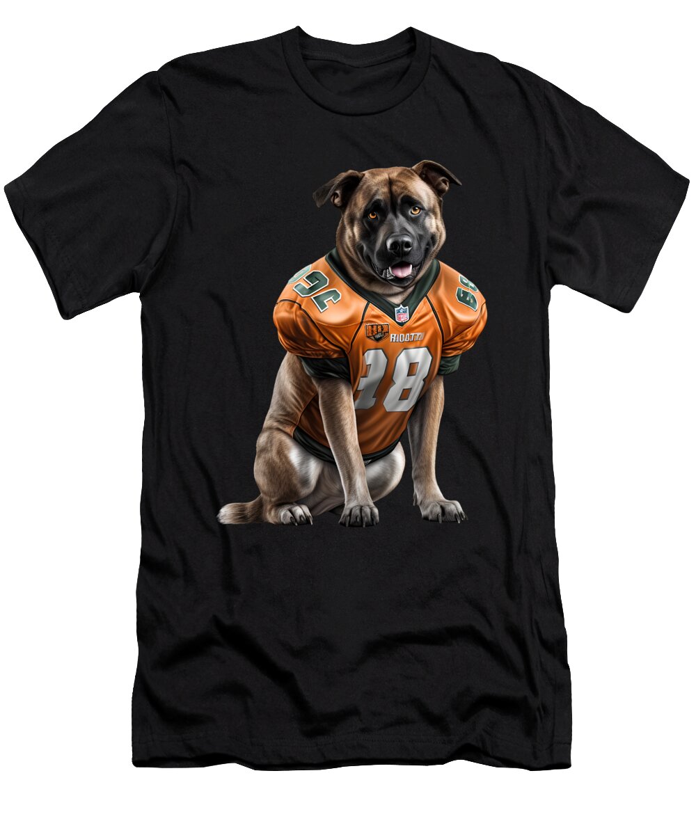7 American Football Puppy Touchdown Quarterback Linebacker Dog Heidi Joyce T-Shirt