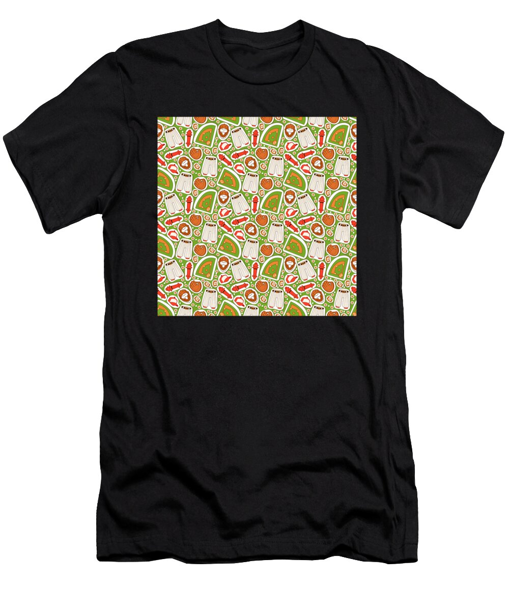 7 Baseball Pattern Catcher Homerun Team Pitcher Mister T-Shirt