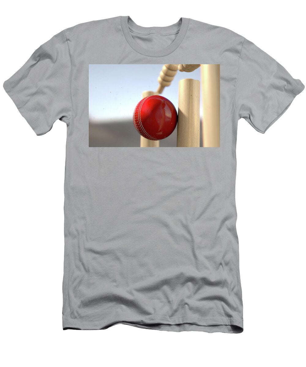 7 Cricket Ball Hitting Wickets Allan Swart T-Shirt