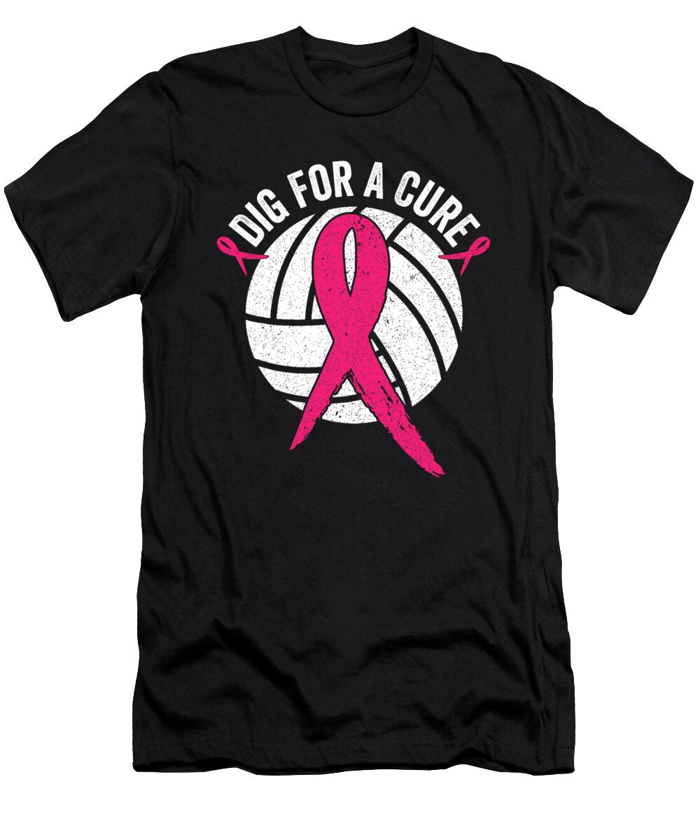 7 Dig for Cure Ribbon Volleyball Breast Cancer Natalie Lidford T-Shirt