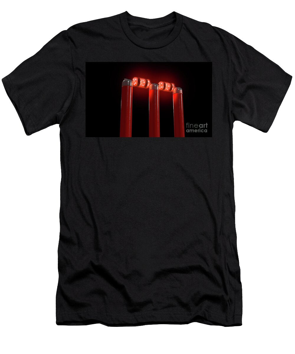 7 Illuminated Cricket Wicket Stumps Allan Swart T-Shirt