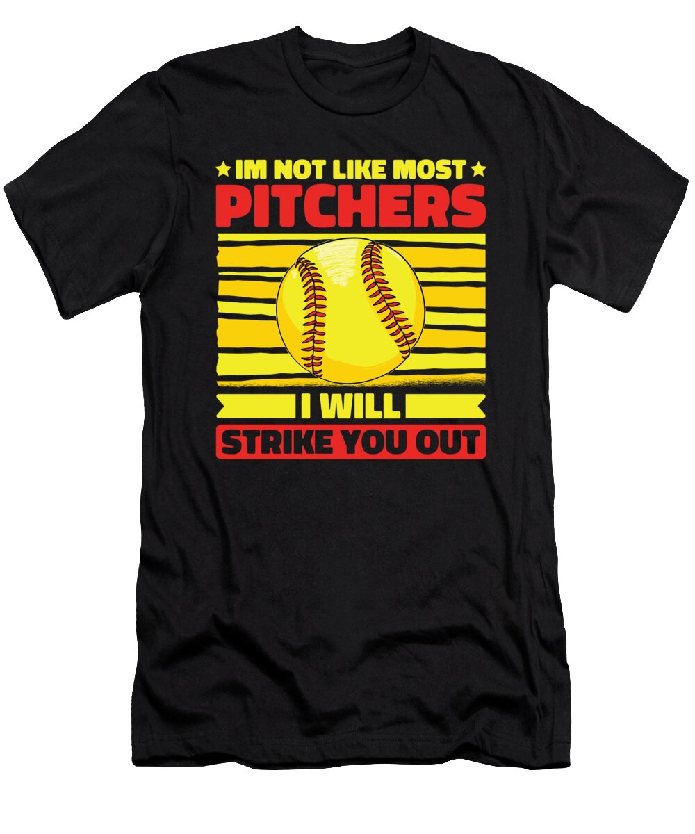 7 Softball Batter Catcher Softball Pitcher Crazy Squirrel T-Shirt