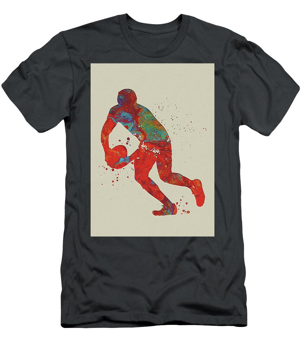 7 Watercolor Rugby Player Watercolor Print Rugby Player Man Boy Nursery Dorm Room Ball Poster Wall Art Leith Huber T-Shirt