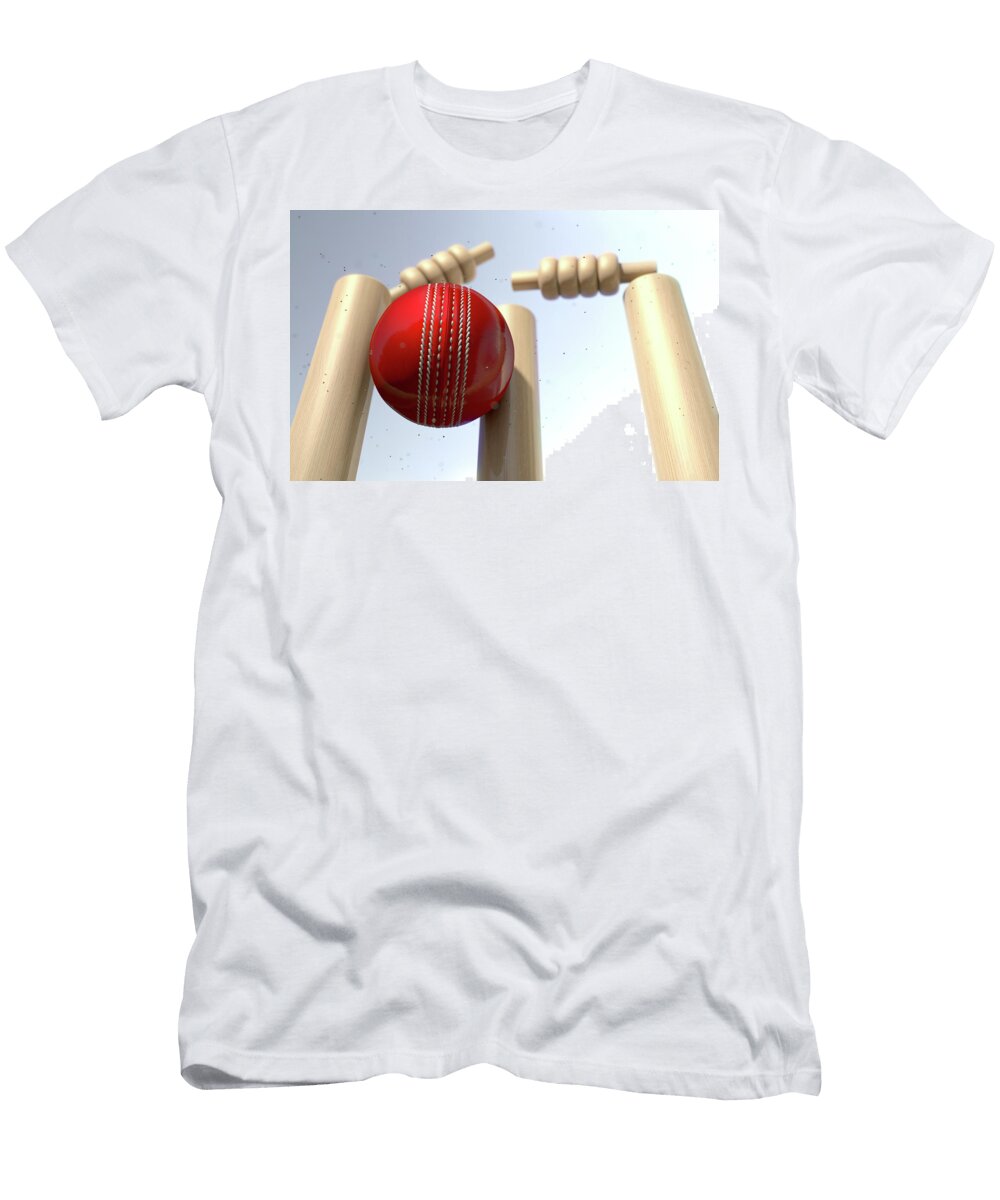 8 Cricket Ball Hitting Wickets Allan Swart T-Shirt