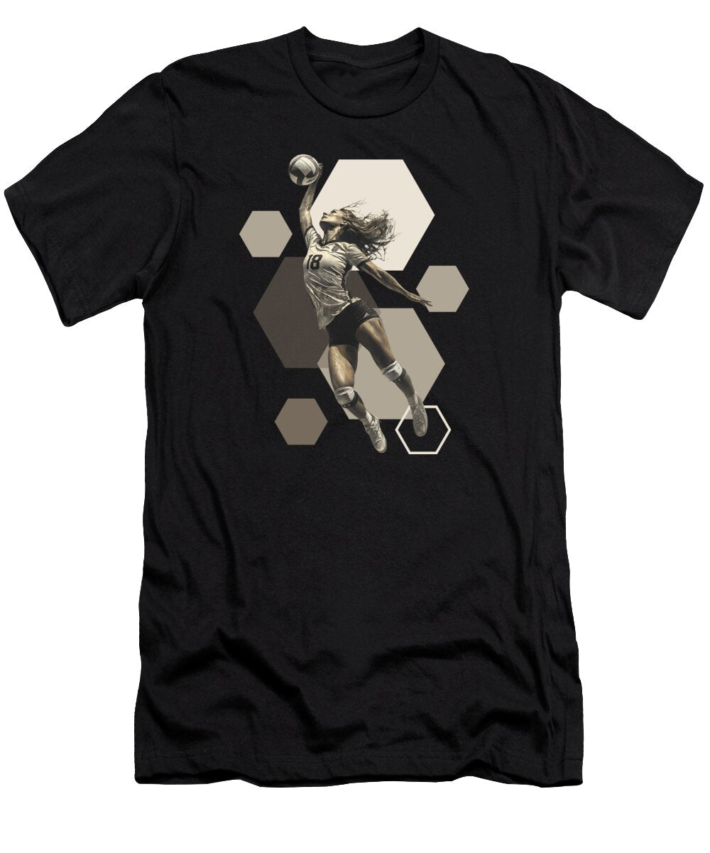 8 Outside Hitter Volleyball Powerful Spiker on Modern Geometric Background Dream Stuff T-Shirt