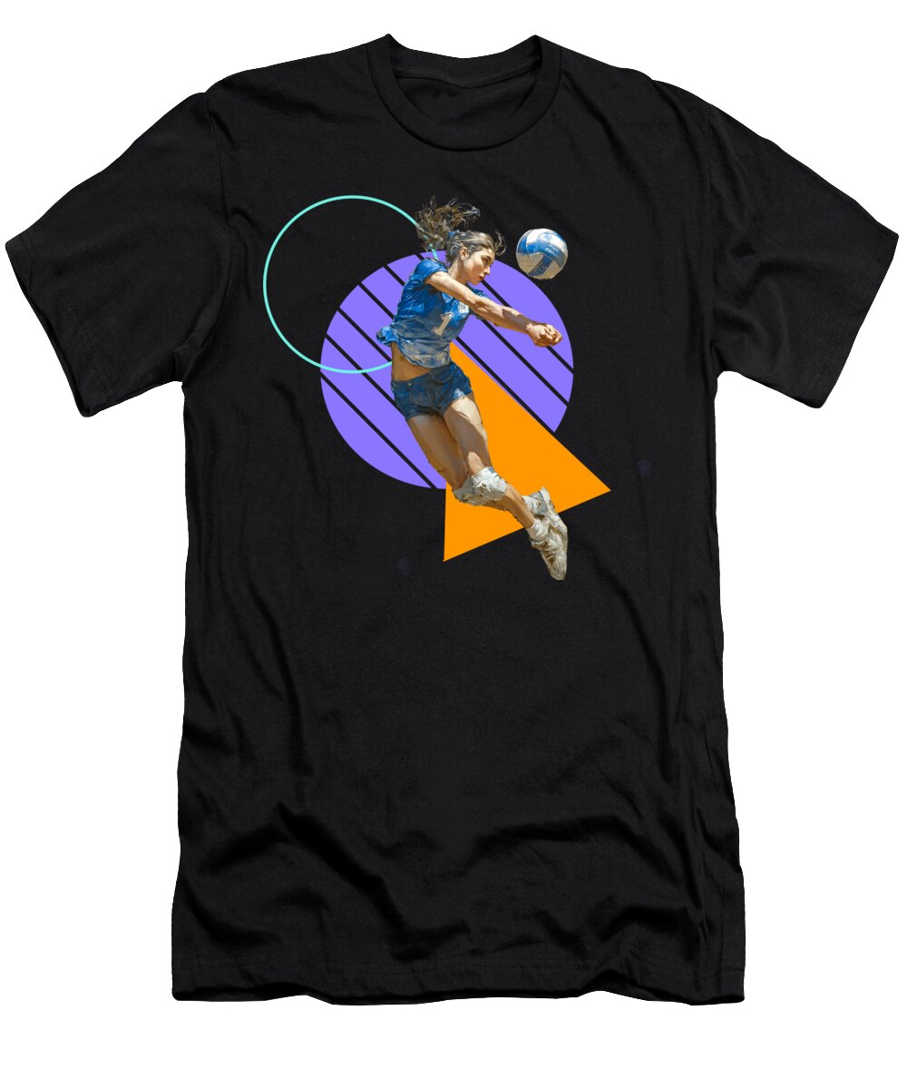 8 Volleyball Player Bump Action Dynamic Bump on Geometric Background Dream Stuff T-Shirt