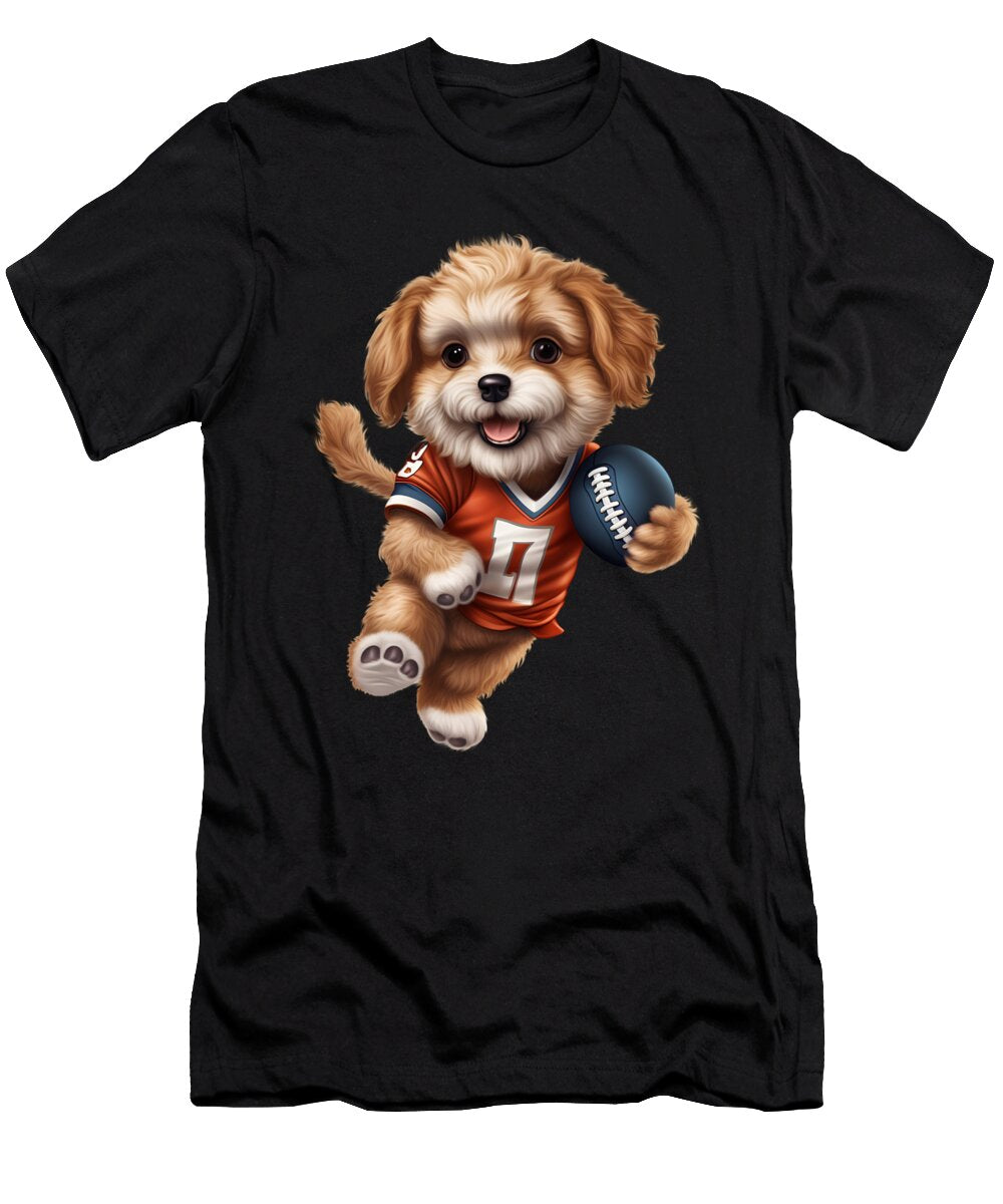 9 American Football Puppy Touchdown Quarterback Linebacker Dog Heidi Joyce T-Shirt