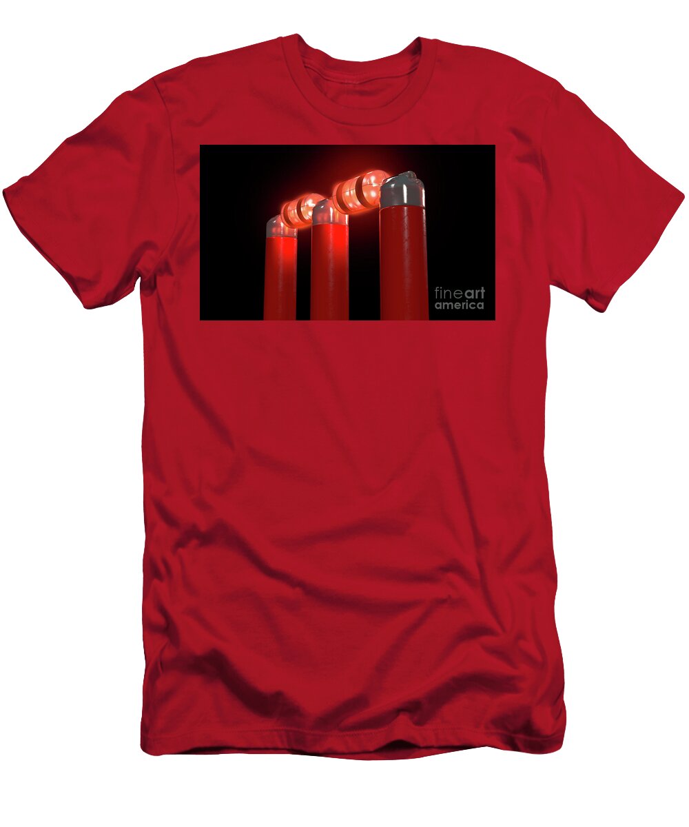 9 Illuminated Cricket Wicket Stumps Allan Swart T-Shirt