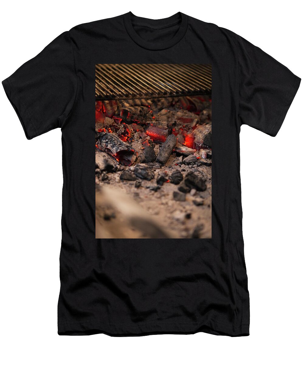 A Barbecue Grill Over Glowing Charcoals Alena Hrbkov T-Shirt