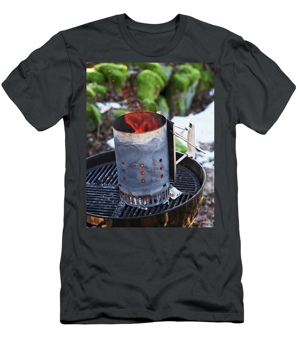 A Barbecue Starter Chimney in Winter Hannah Kompanik T-Shirt