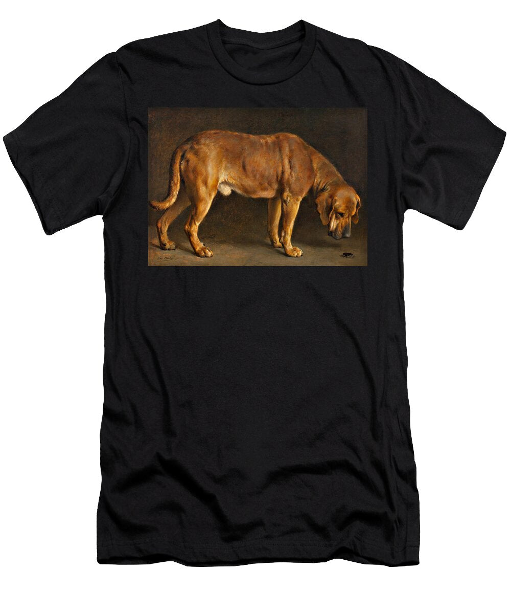 A Broholmer Dog Looking At a Stag Beetle Otto Bache T-Shirt