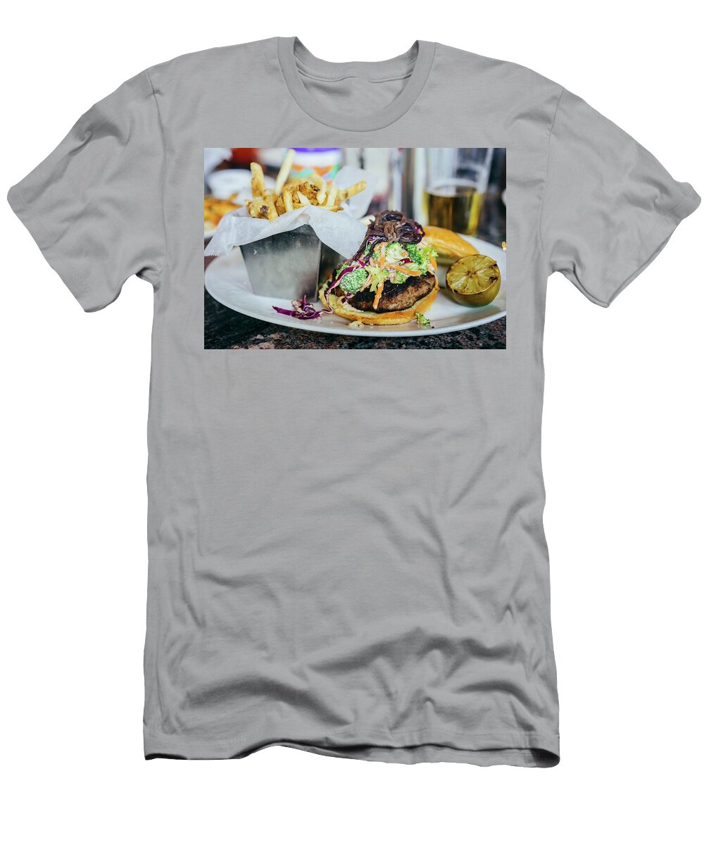 A Burger with Coleslaw and French Fries Alena Haurylik T-Shirt