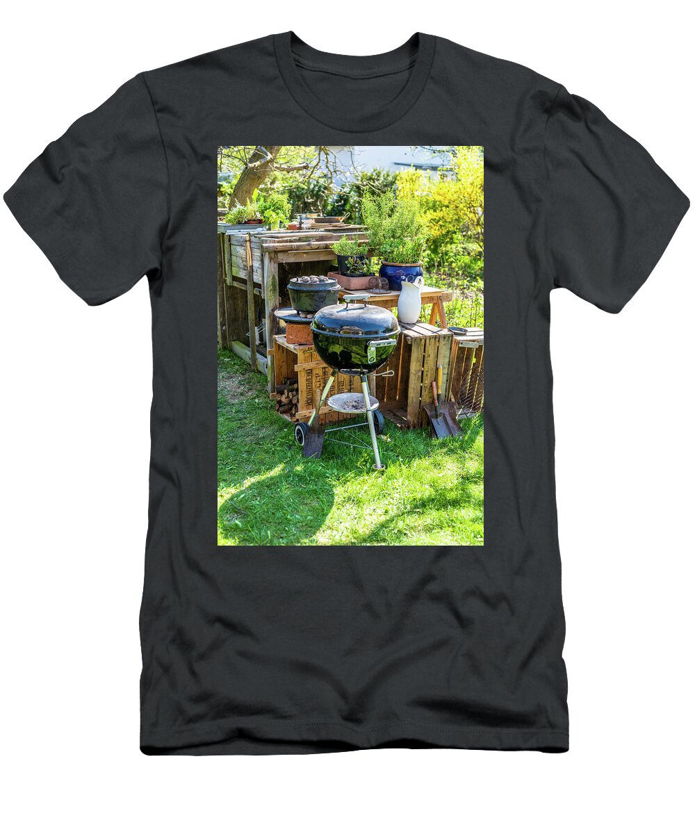 A Charcoal Barbecue and a Dutch Oven in a Garden Sebastian Schollmeyer T-Shirt