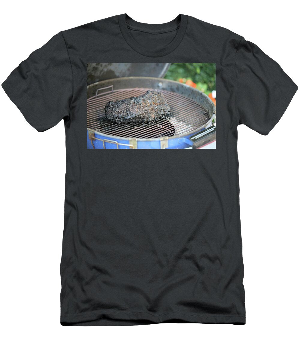 A Chunk of Barbecue Pulled Pork with a Black Crust on the Barbecue Sandra Krimshandl Tauscher T-Shirt
