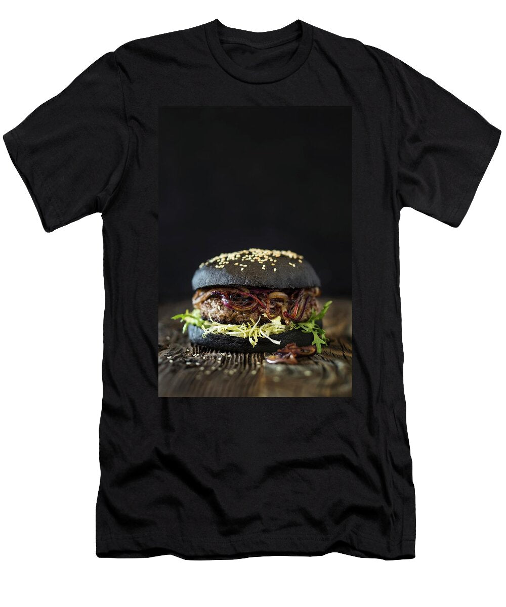 A Dry Aged Hamburger with Fried Red Onions and a Black Bun Jan Wischnewski T-Shirt