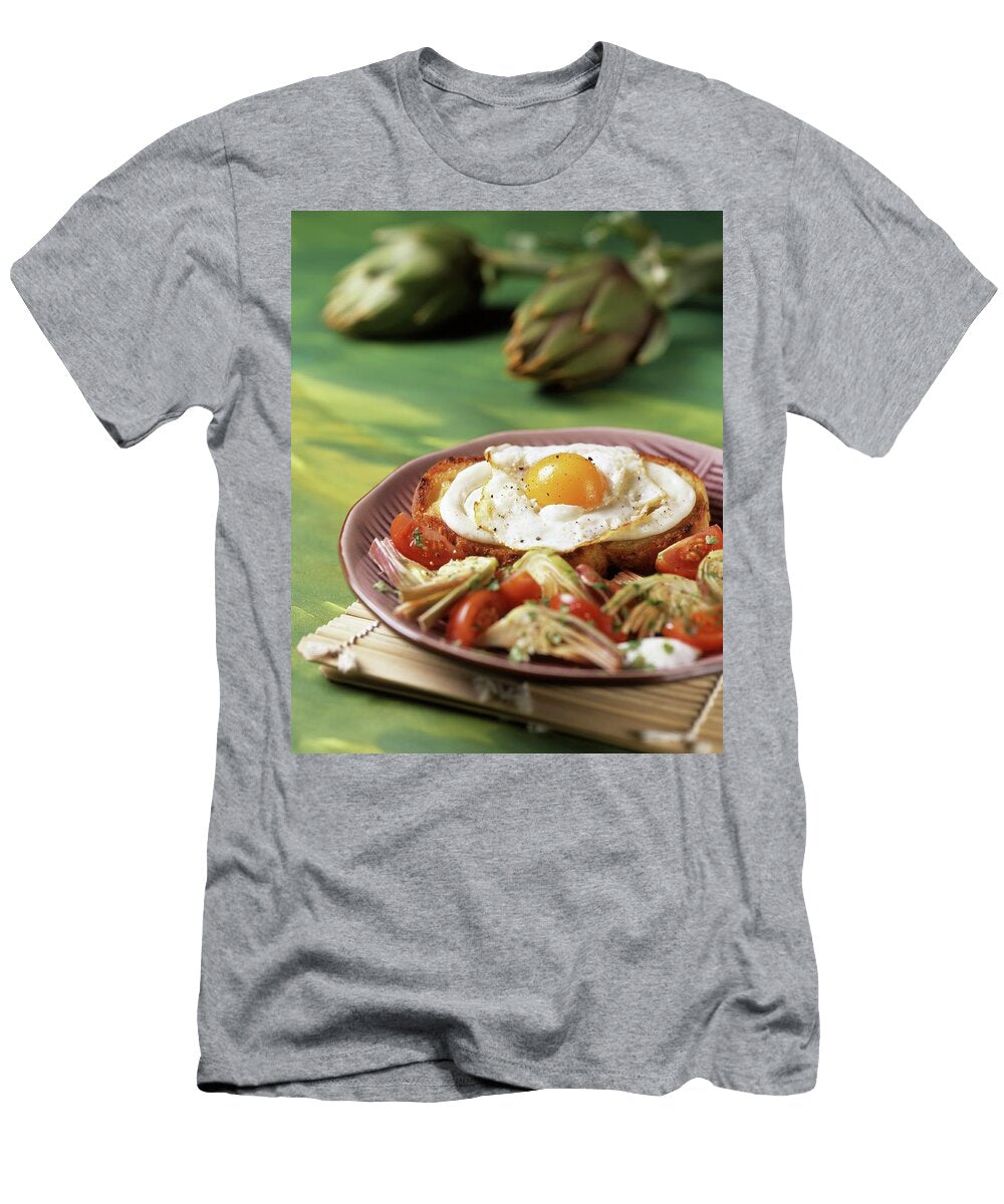 A Fried Egg on Toast with Grilled Tomatoes and Artichokes Blueberrystudio T-Shirt