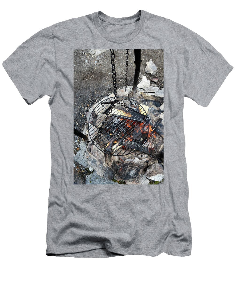 A Hanging Barbecue Grate Over a Fire Petr Gross T-Shirt