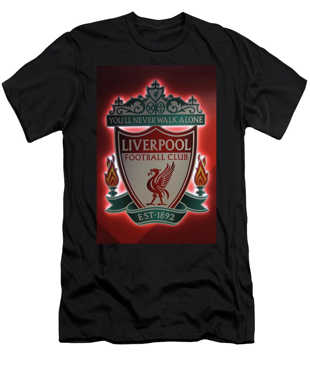 A Logo Placard At Anfield Football Stadium Liverpool Merseysid Derrick Neill T-Shirt