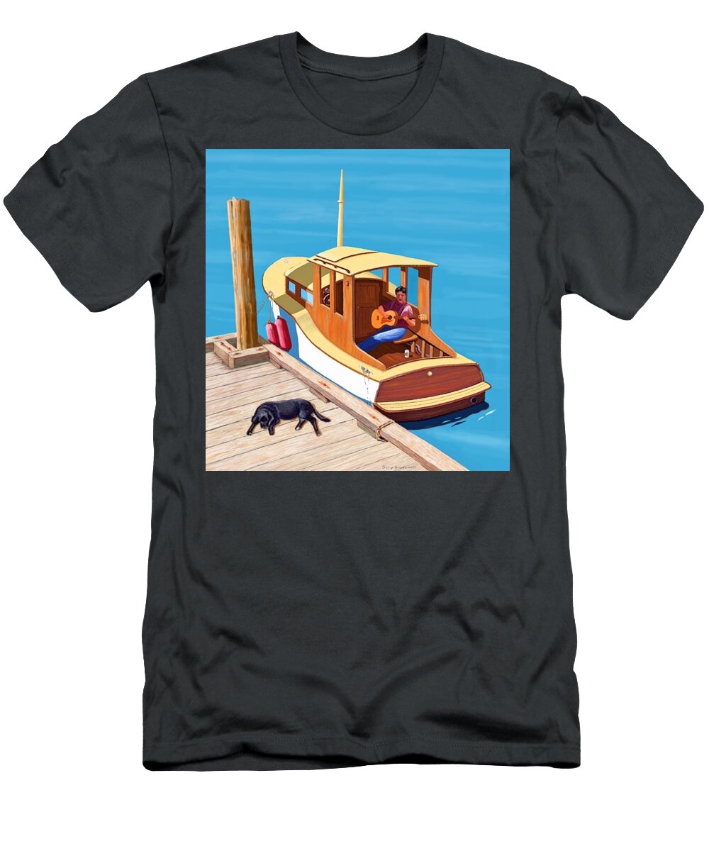 A Man a Dog and an Old Boat Gary Giacomelli T-Shirt