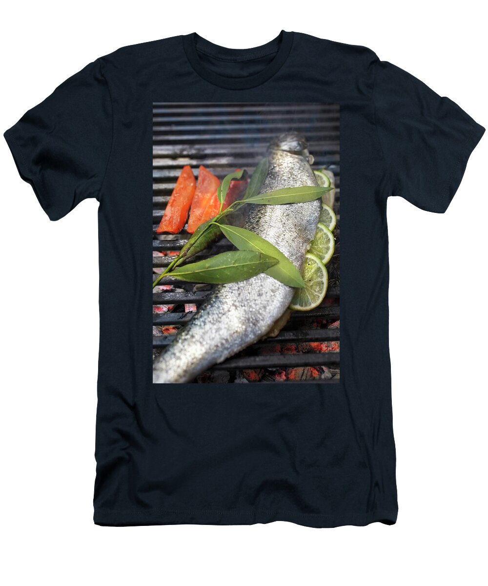 A Whole Trout Filled with Lemon on a Barbecue Jalag Jan C Brettschneider T-Shirt