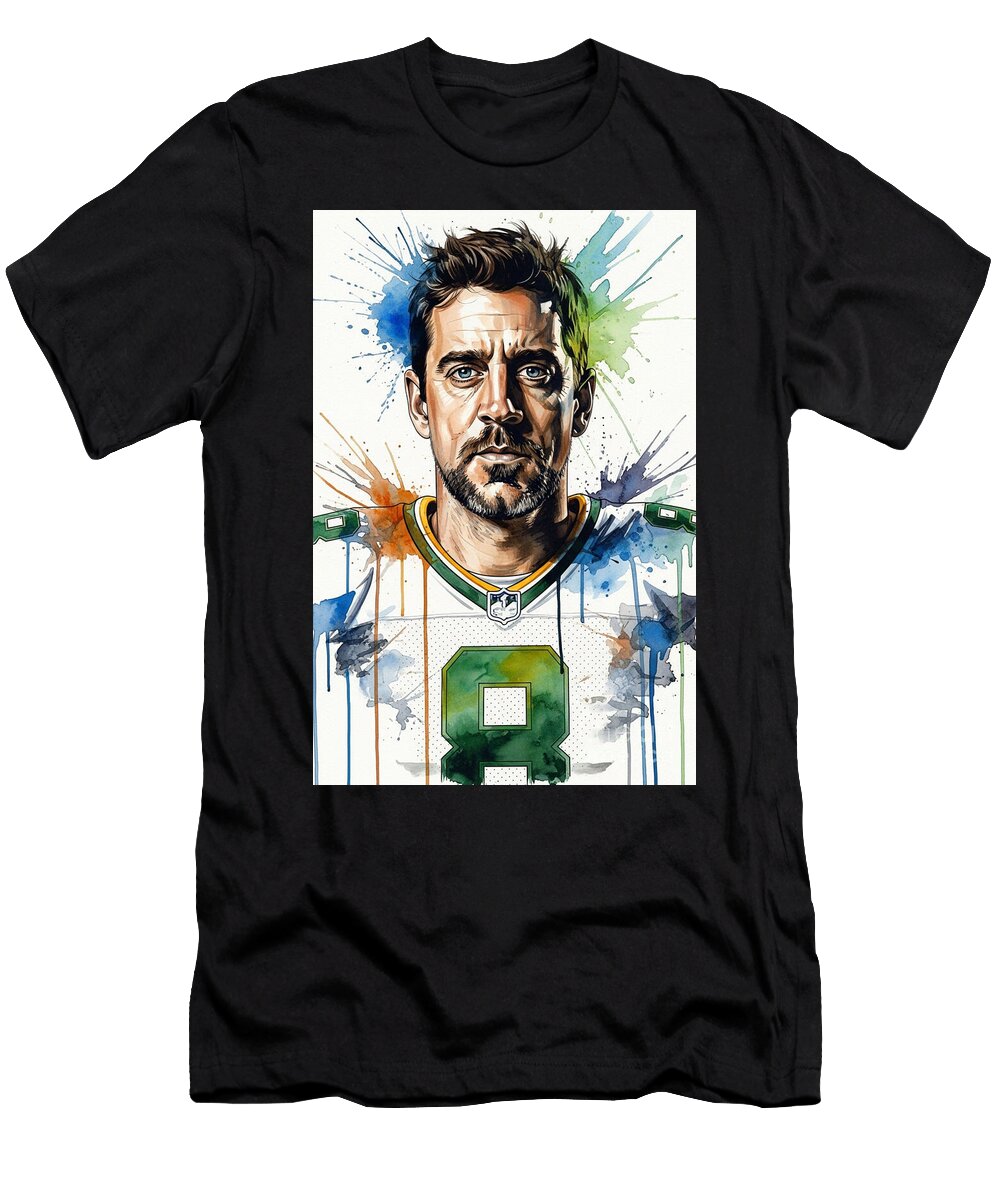 Aaron Rodgers Vibrant Football Star Portrait Carlos V T-Shirt