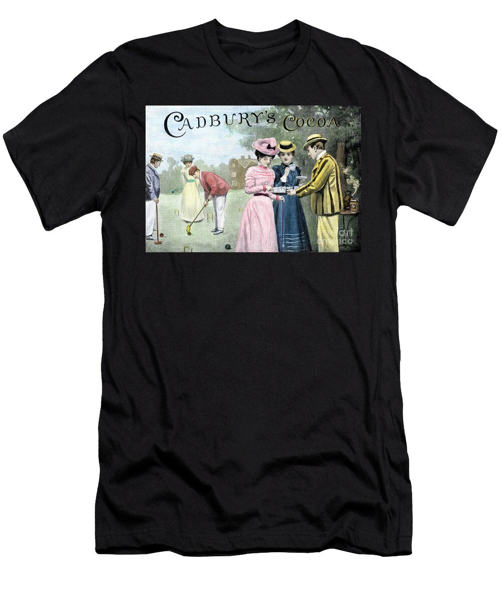 Advertising for Cadbury Cocoa Cadburys Cocoa Showing Characters Playing Cricket 1899 Coloured Engraving of the 19th Century American School T-Shirt