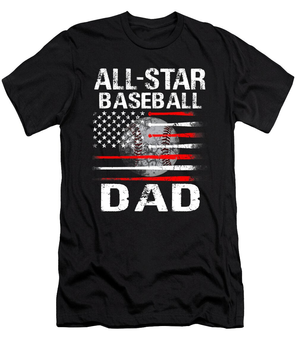 All Star Baseball Dad USA Flag Dhbubble T-Shirt