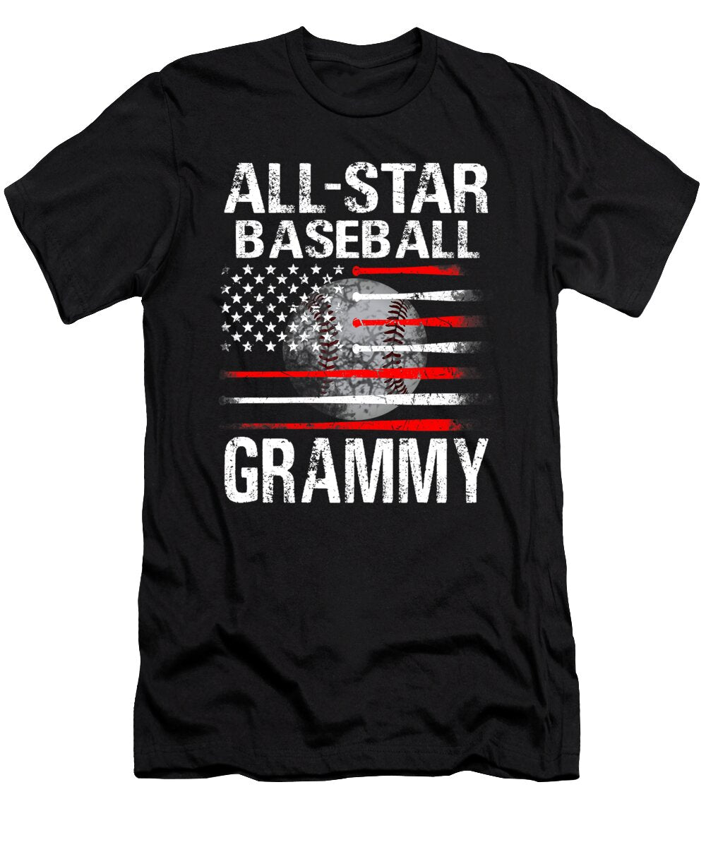 All Star Baseball Grammy USA Flag Dh Bubble T-Shirt