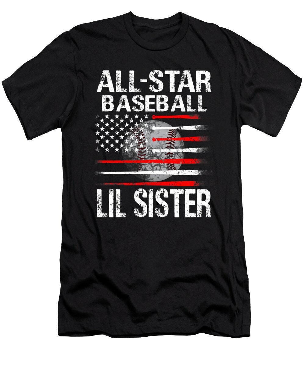All Star Baseball Lil Sister USA Flag Dhbubble T-Shirt
