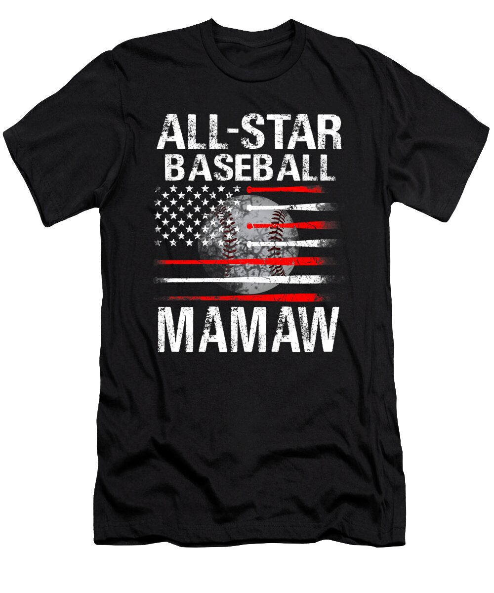 All Star Baseball Mamaw USA Flag Dhbubble T-Shirt