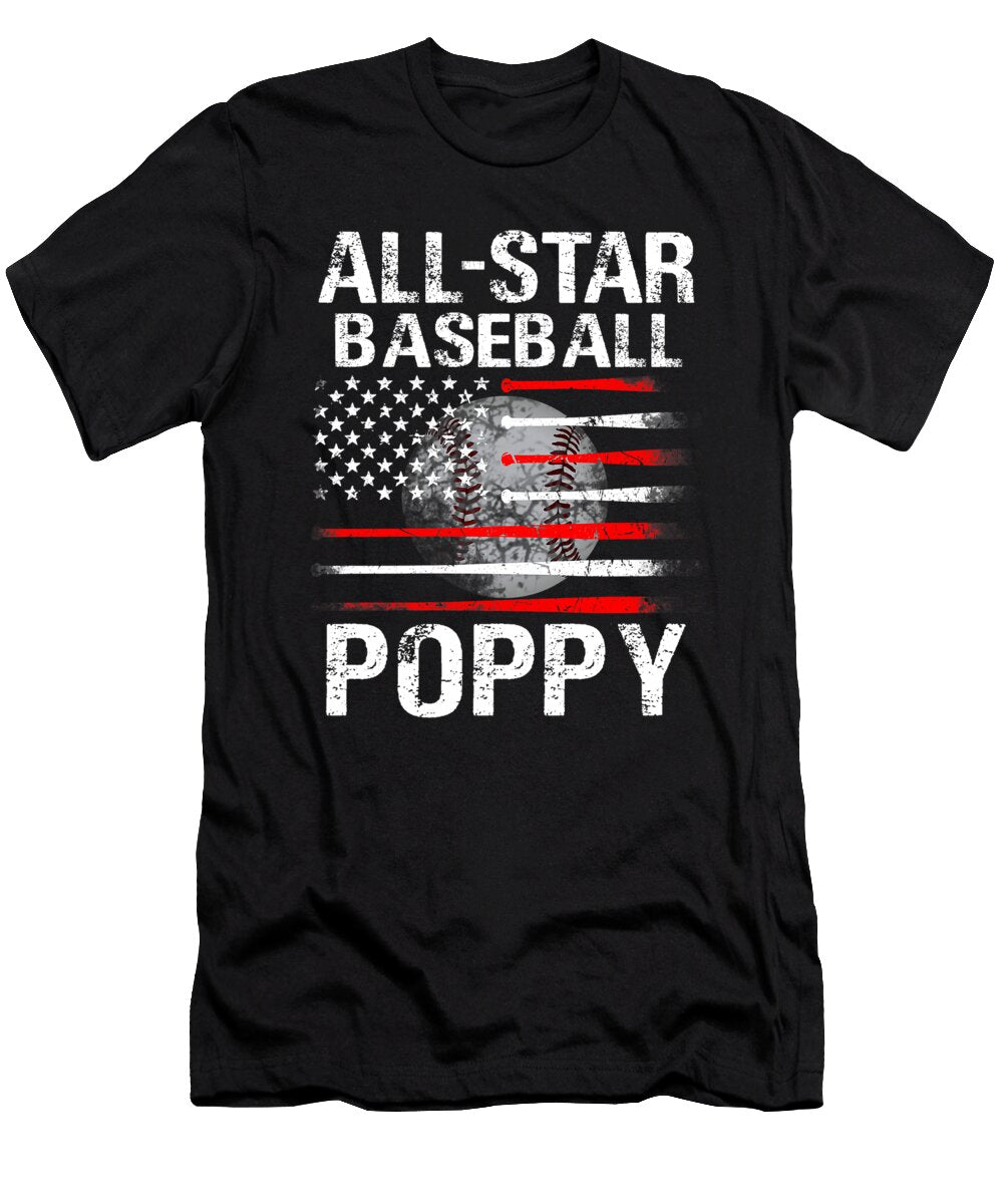 All Star Baseball Poppy USA Flag Dhbubble T-Shirt