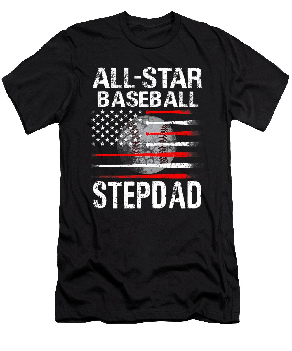 All Star Baseball Stepdad USA Flag Dhbubble T-Shirt