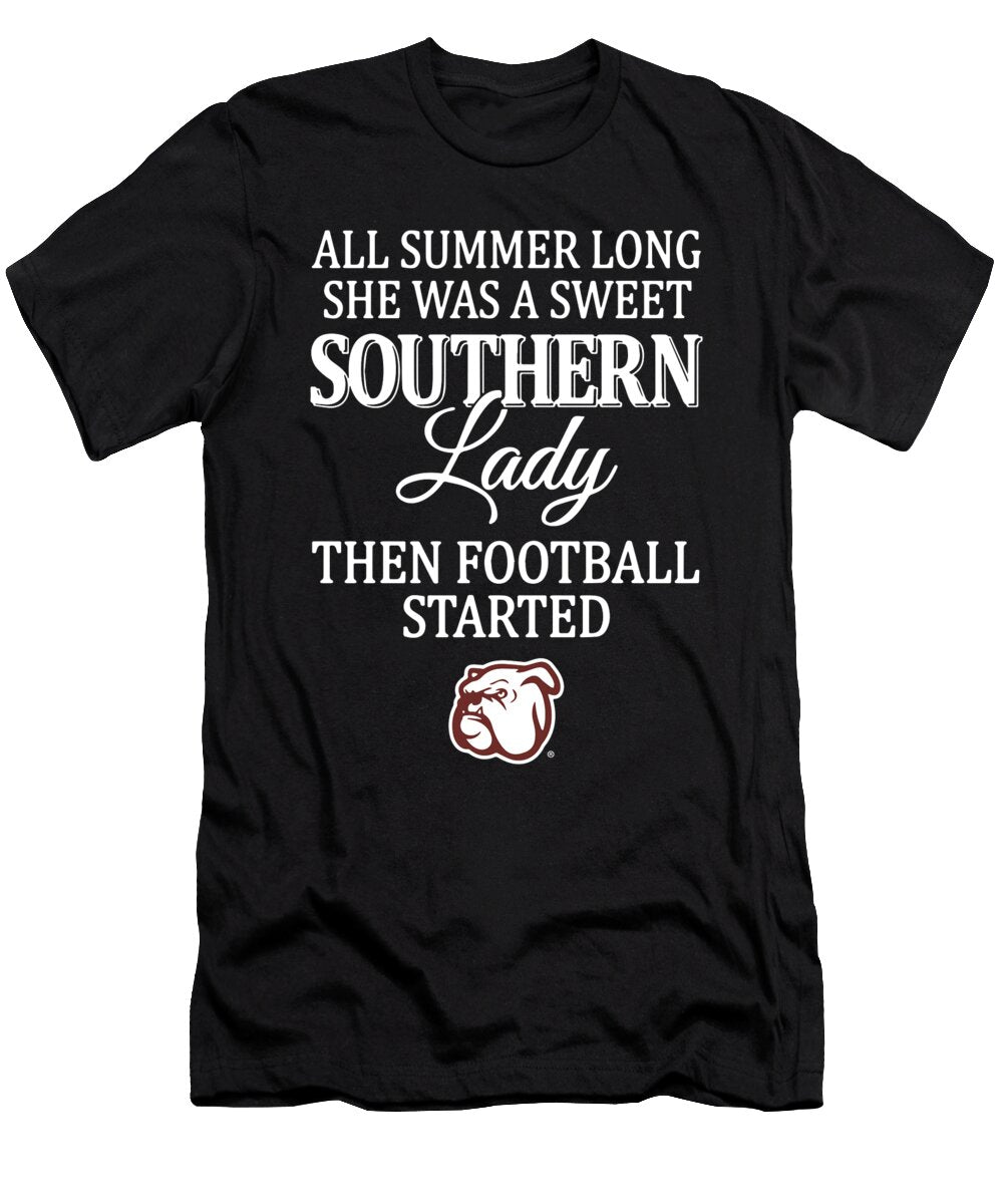 All Summer Long She Was a Sweet Southern Lady the Football Started Footbal Matthew William T-Shirt