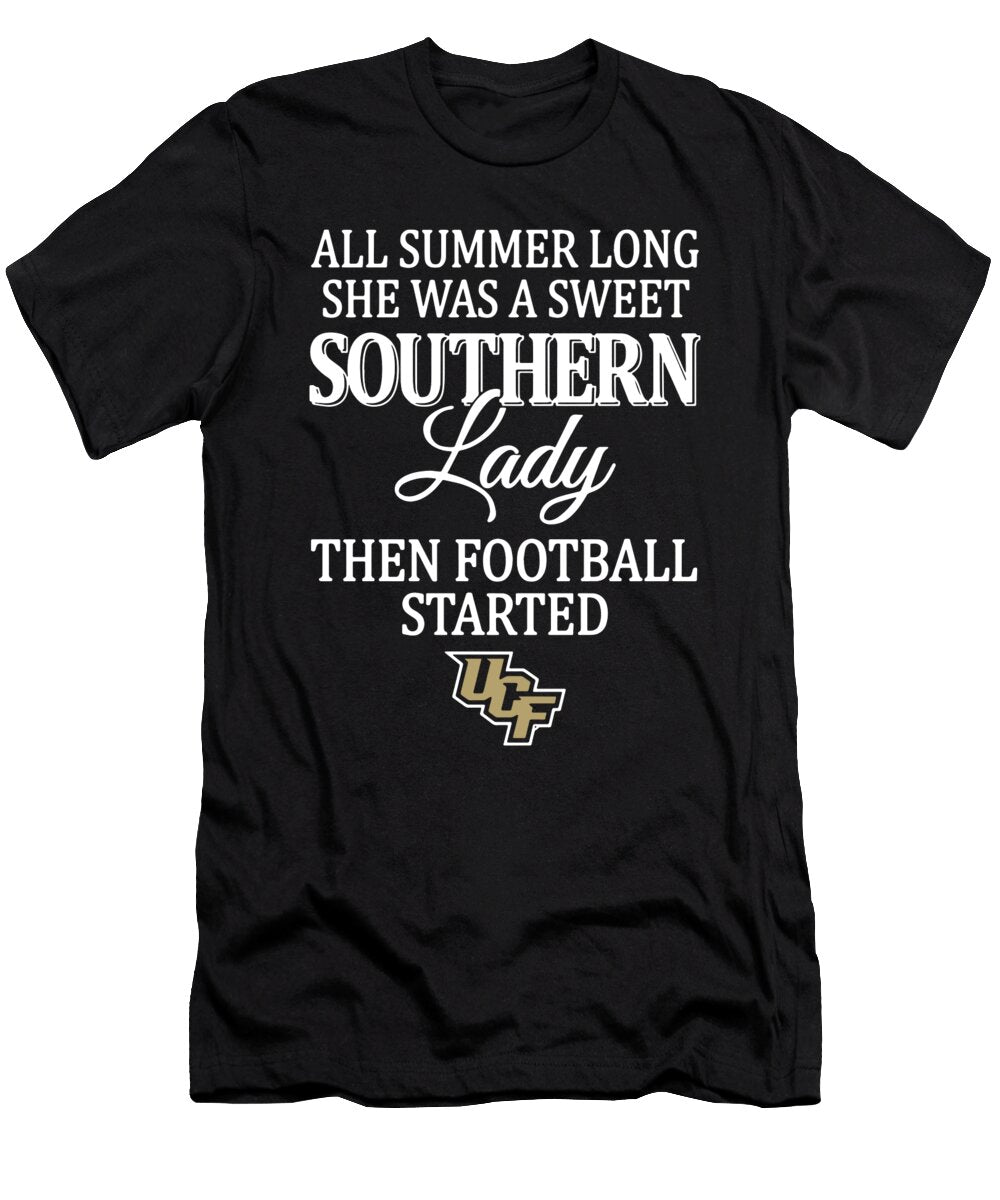 All Summer Long She Was a Sweet Southern Lady Then Football Started N Football Matthew William T-Shirt
