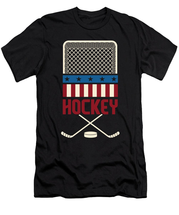 American Flag Hockey USA Patriotic Gift Ice Hockey Maximus Designs T-Shirt