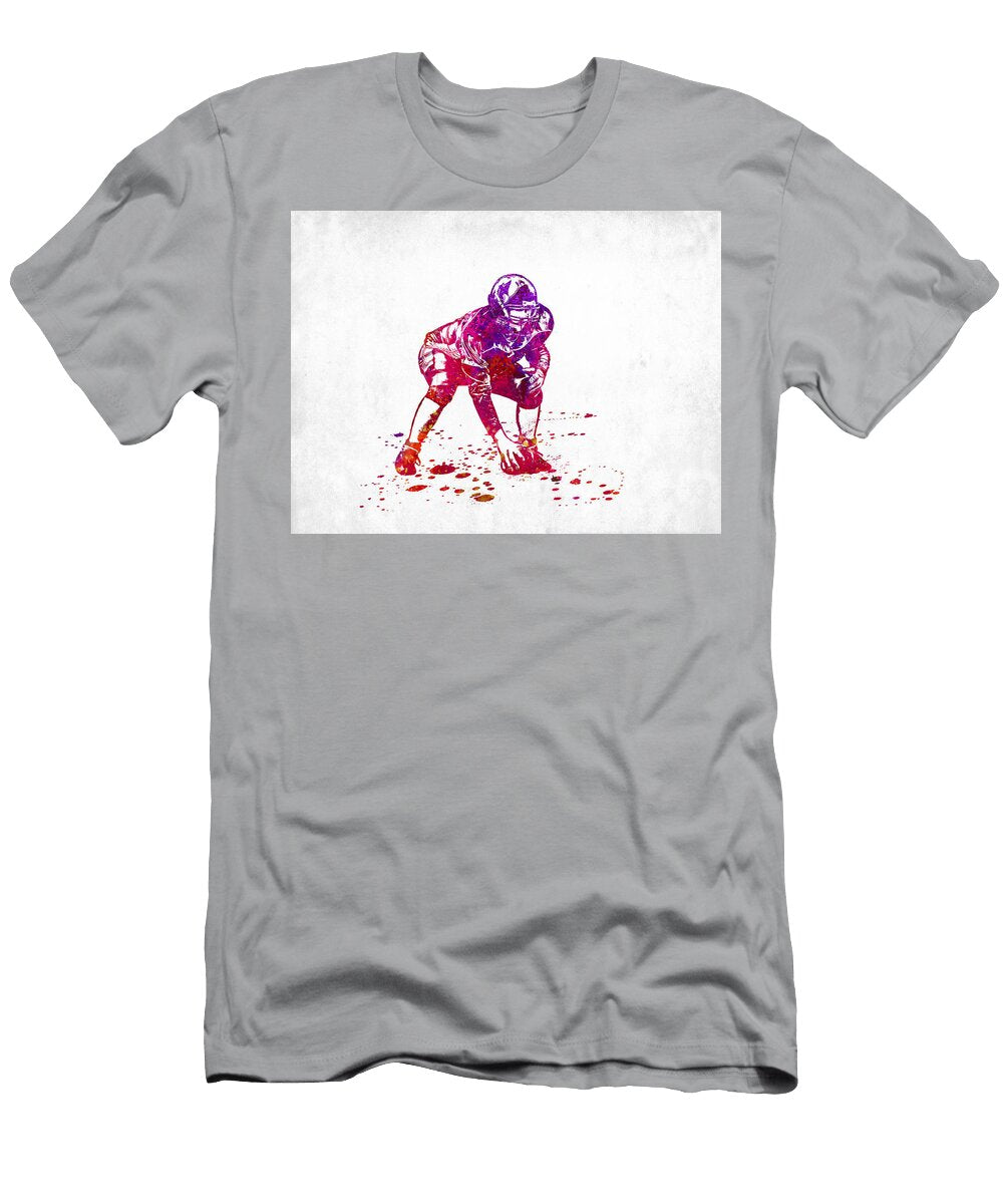 American Football Center Holding Ball for Snap on Scrimmage NFL Jesp Art and Decor T-Shirt