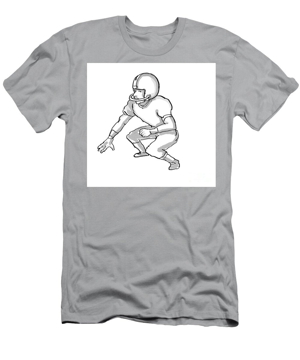 American Football Player Cartoon Black and White Aloysius Patrimonio T-Shirt