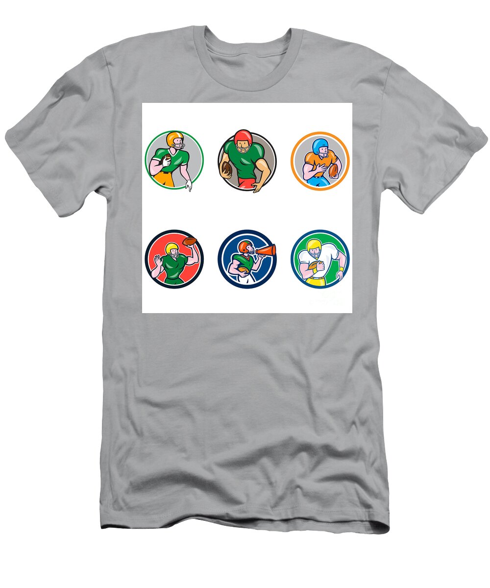 American Football Player Circle Cartoon Collection Set Aloysius Patrimonio T-Shirt