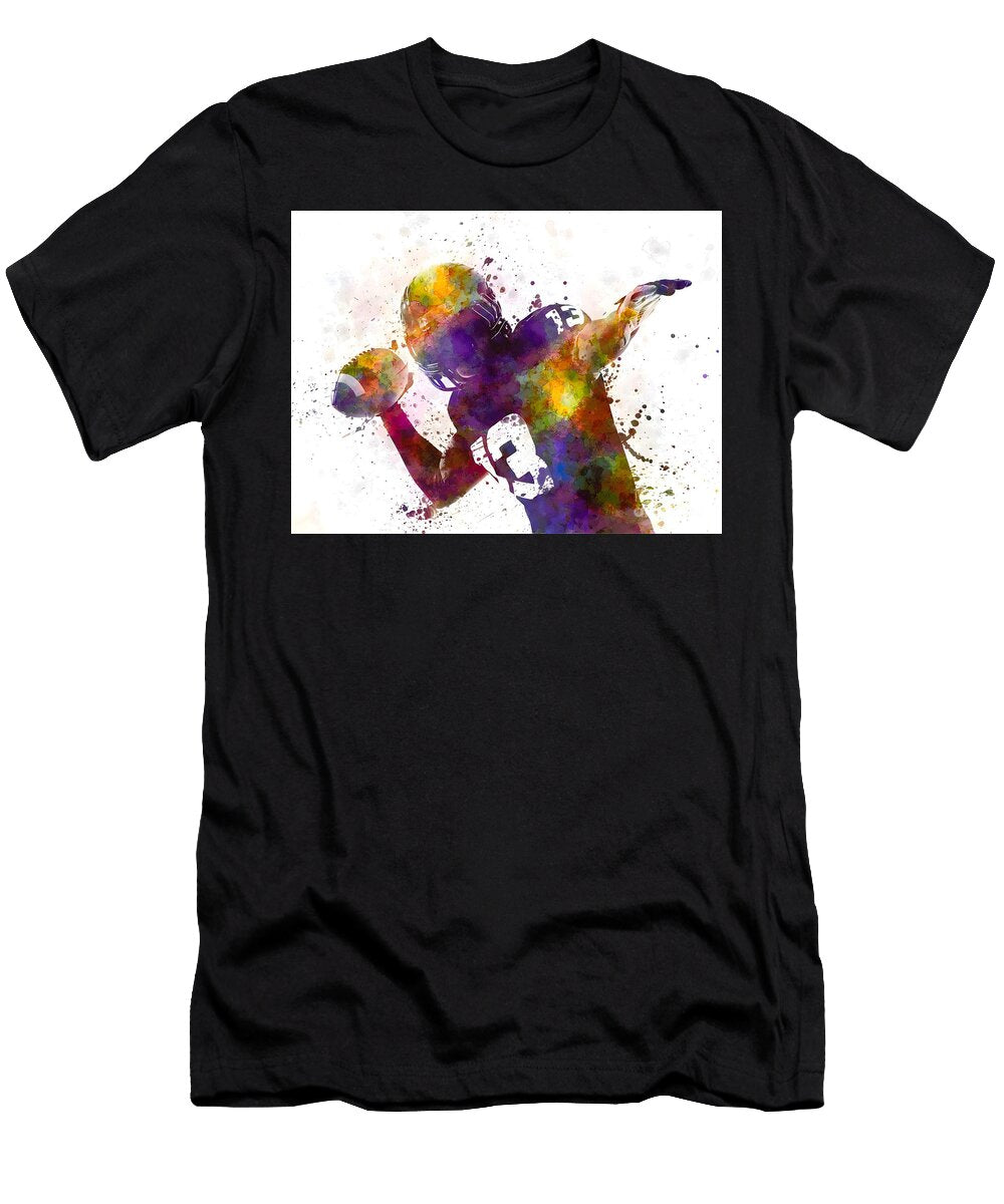 American Football Player Quarterback Passing Nova Print T-Shirt