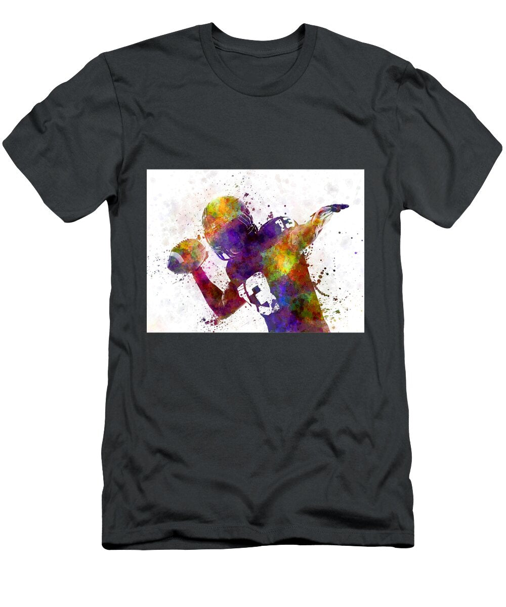 American Football Player Quarterback Passing Portrait Leonard Bousquet T-Shirt
