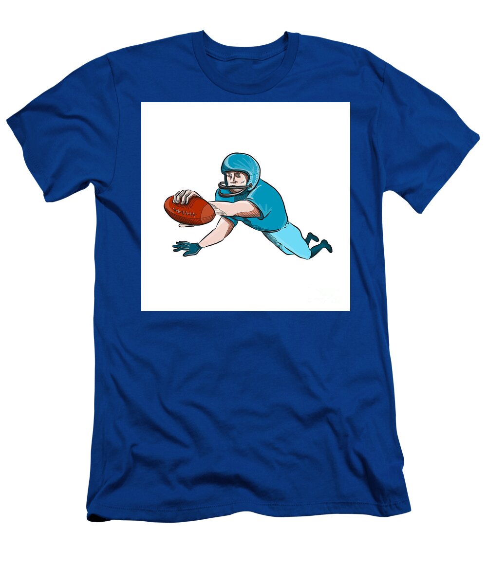 American Football Player Touchdown Drawing Aloysius Patrimonio T-Shirt