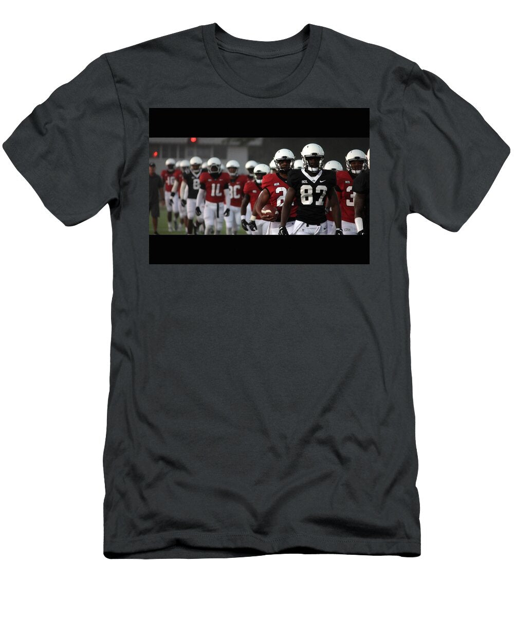 American Football Players in Action During Practice Tommy Mcdaniel T-Shirt