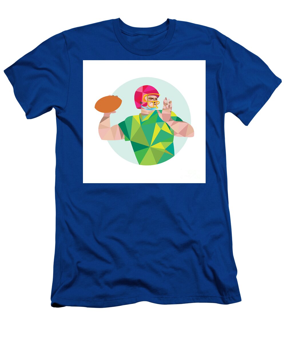 American Football Qb Throwing Ball Low Polygon Aloysius Patrimonio T-Shirt