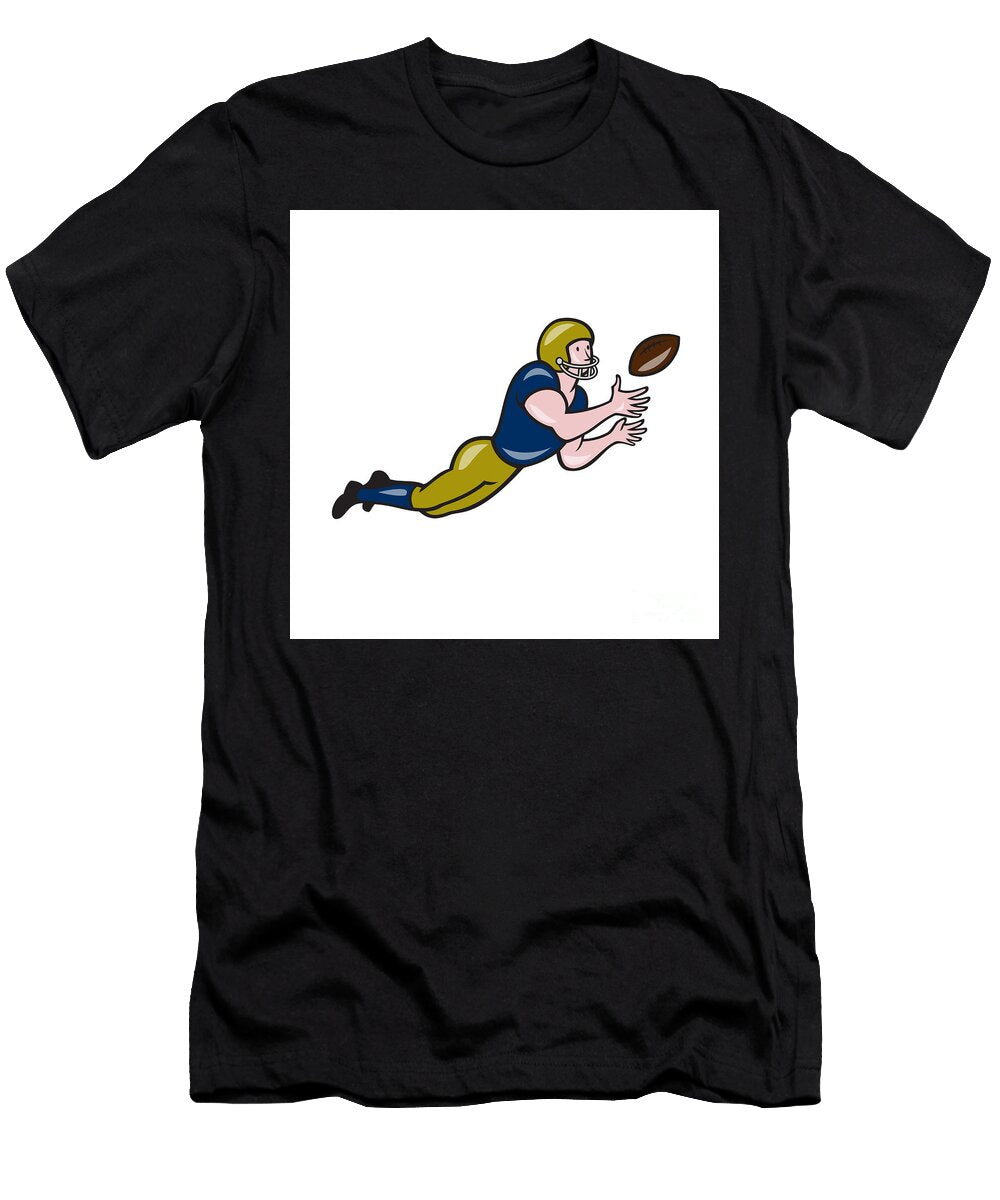 American Football Receiver Catching Ball Cartoon Aloysius Patrimonio T-Shirt