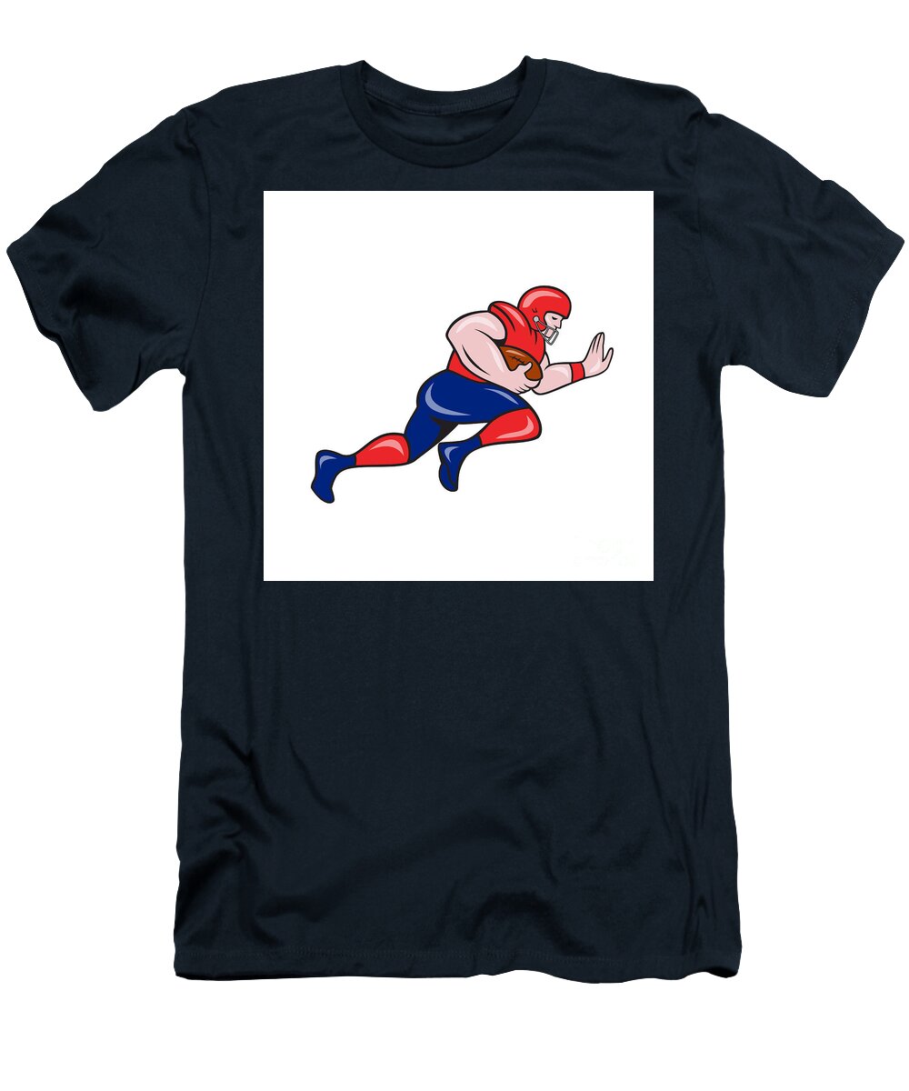 American Football Running Back Charging Cartoon Aloysius Patrimonio T-Shirt