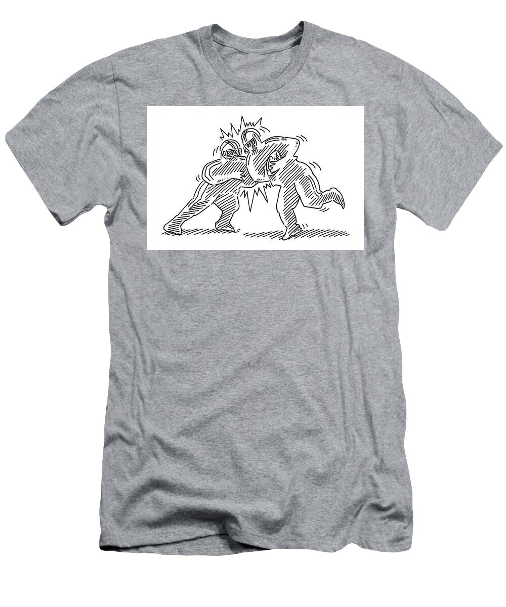 American Football Tackle Two Players Drawing Frank Ramspott T-Shirt