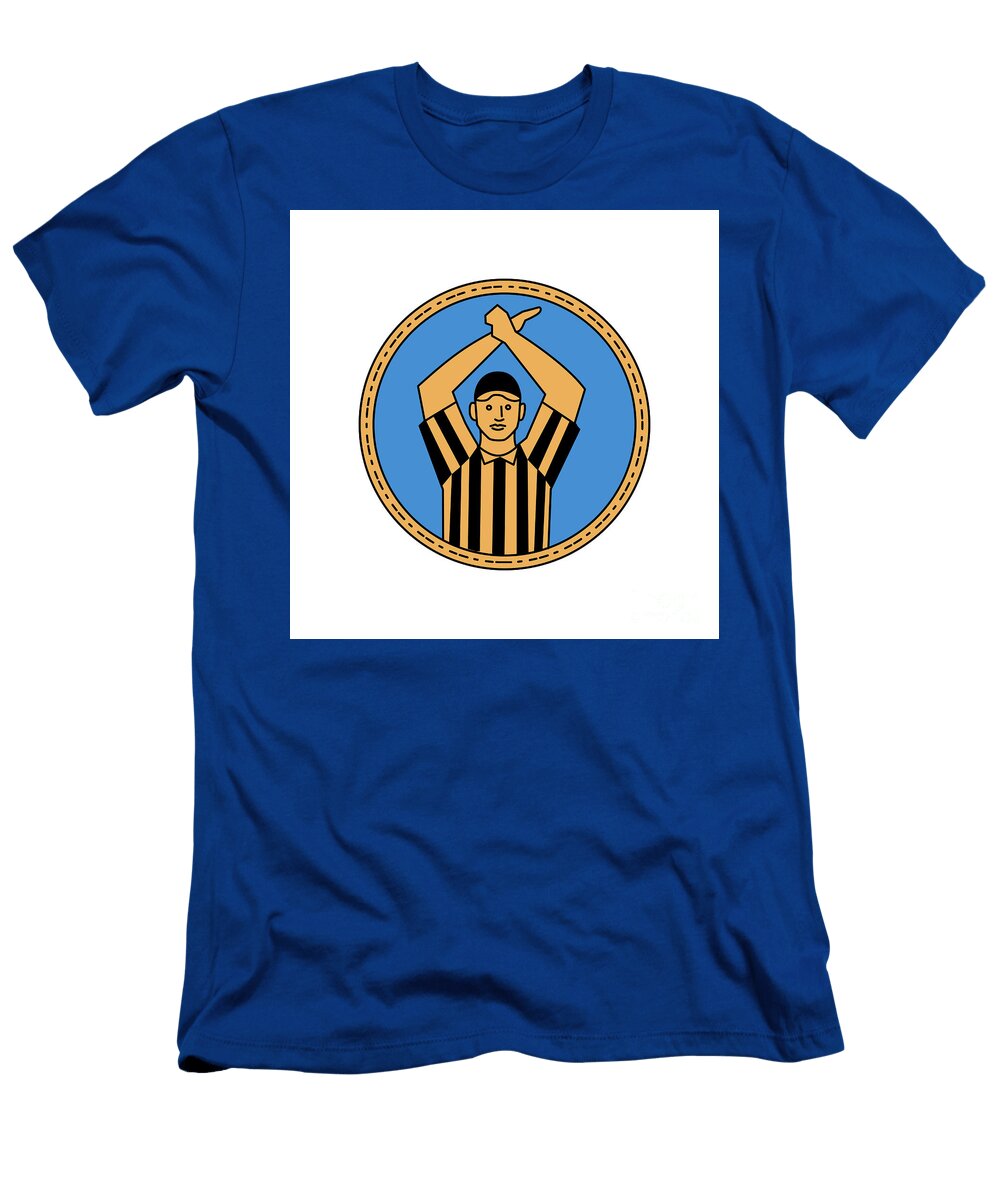 American Football Umpire Hand Signal Circle Mono Line Aloysius Patrimonio T-Shirt